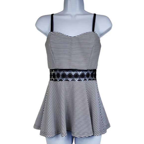 Striped peplum blouse with sweetheart neckline by Papaya / Women's Small - Picture 1 of 8